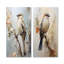 Minimalisme, oiseau beige sur branche - ensemble de 2 impressions sur toile d'oiseaux-102572911-102572914