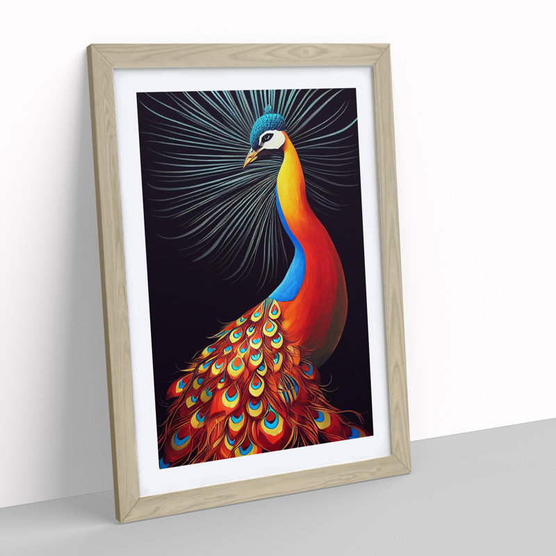 XV1022-2625X Luscious Peacock - Single Picture Frame Print, 46cm H x 34cm W x 2cm D, Oak