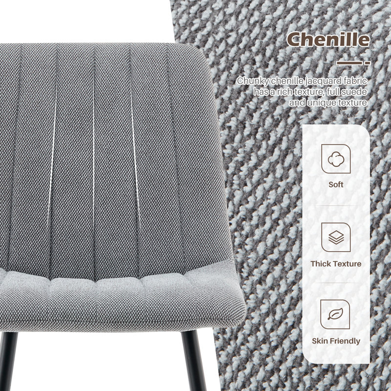 Aly 50cm H Upholstered Side Chair, Light Grey
