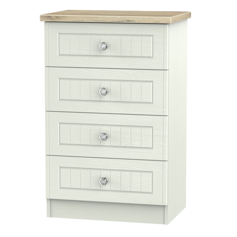 Fully Assembled Zenfield 4 Drawer Chest, Kashmir Ash/Bordeaux Oak
