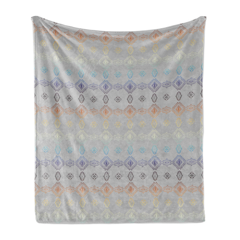 Ambesonne Ethnic Fleece Throw Blanket Continuing Native Motifs, 70" W x 90" L