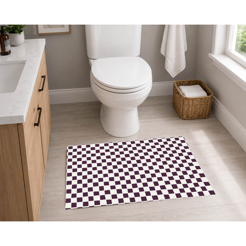 Checkered Absorbent Non-Skid Rectangular Toilet Mat