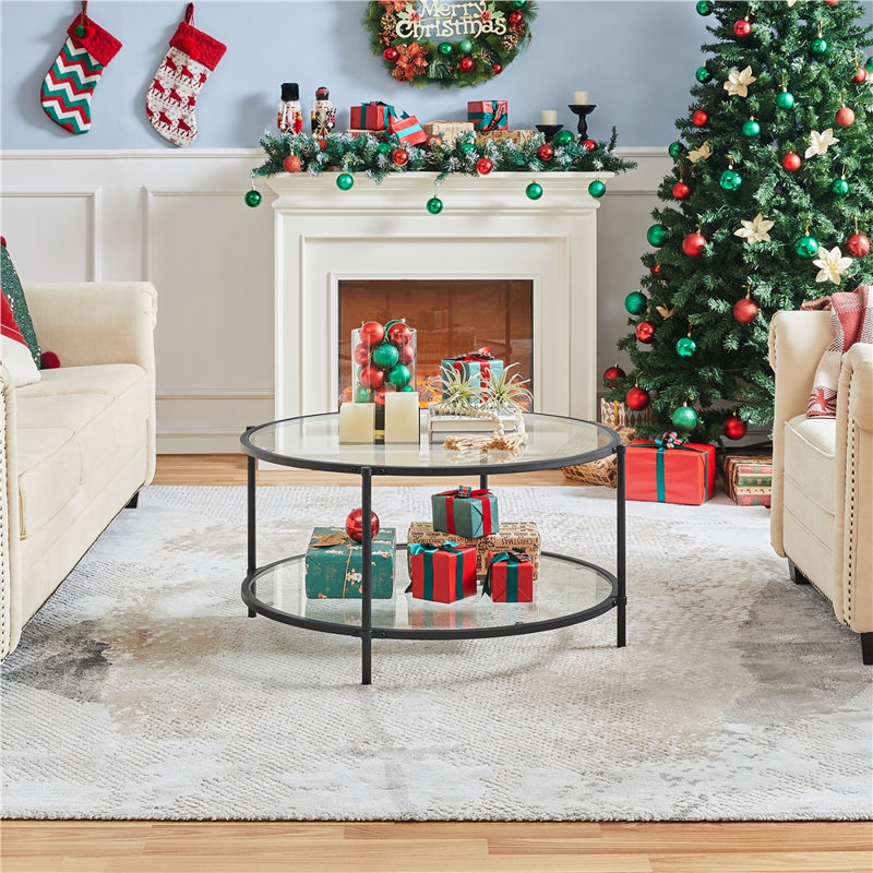Glass Top Coffee Table, Black