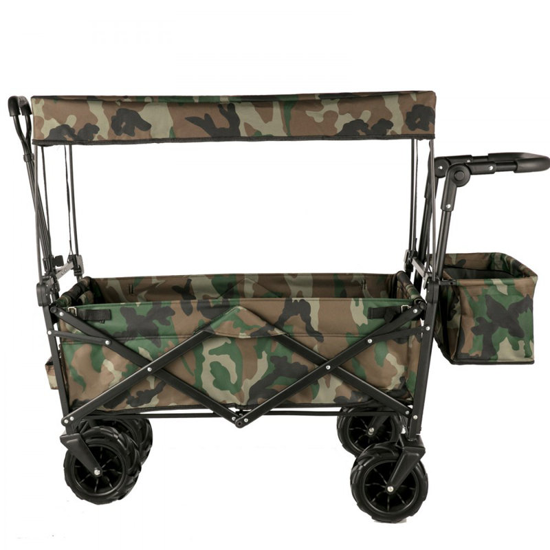 Collapsible Folding Wagon with Removable Canopy, Heavy Duty Foldable