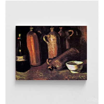 Quatre bouteilles en pierre par Vincent Van Gogh, reproduction de peinture à l'huile sur bouteille, art de la tasse blanche, bouteille de Van Gogh, art mural de bar, décoration murale de restaurant