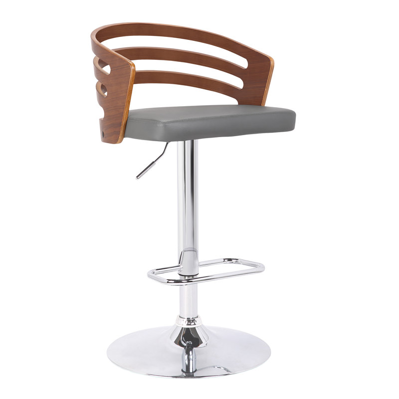 Swivel Upholstered Adjustable Height Counter Stool, Grey