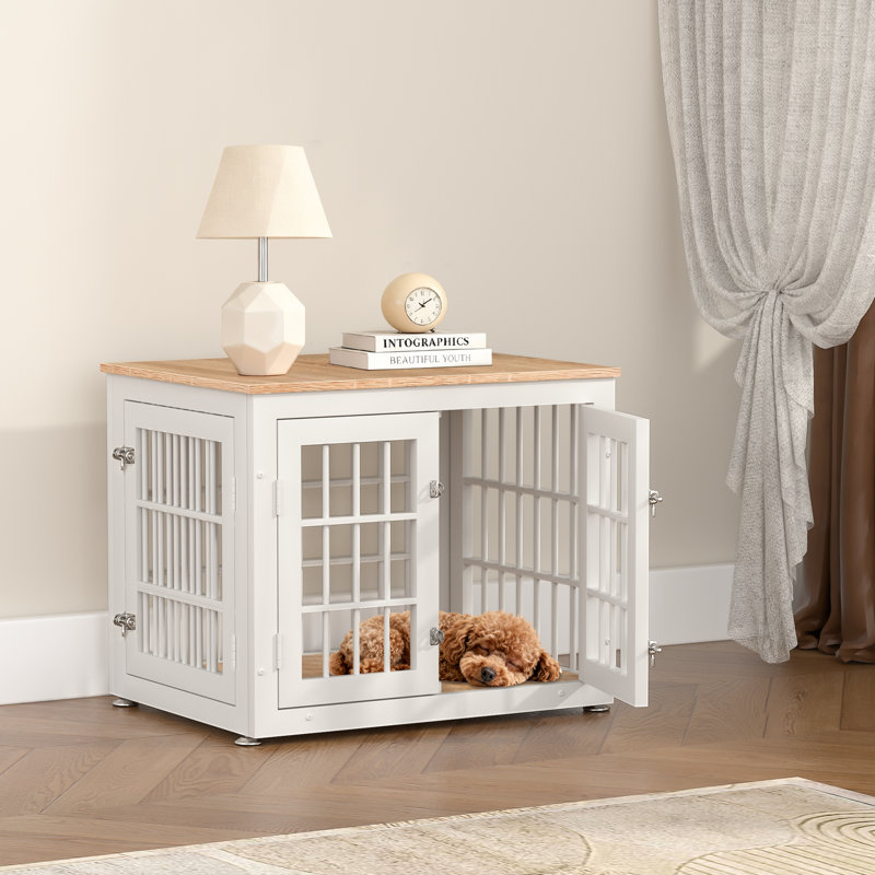 Meuble pour chien robuste de 26 pouces, table de bout décorative pour animal de compagnie, chenil en bois pour l'intérieur