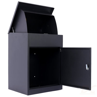 Package Delivery Boxes For Outside,Extra Large Mailbox,Galvanized Steel Parcel Mailbox,Wall Mounted Lockable Anti-Theft For Outdoor Porch,Curbside,Black