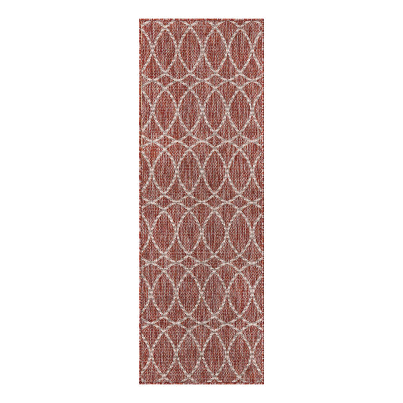 Rust Red Gitter Indoor/Outdoor Trellis Rug, Runner 2' x 6'