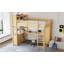 Lit mezzanine en bois avec armoire et bibliothèque, lit mezzanine avec garde-robe et bureau-1998643411