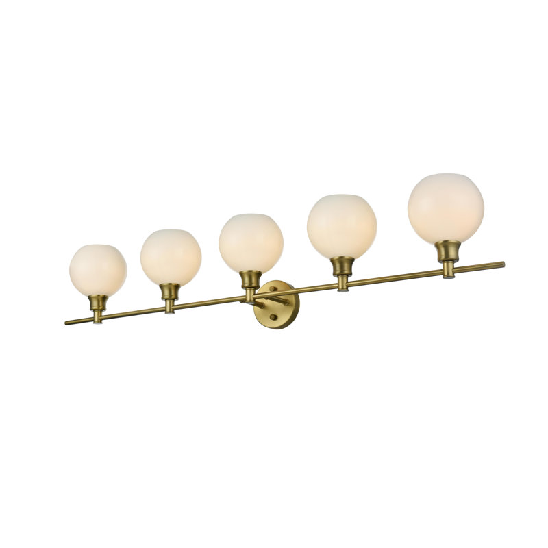 Applique murale Collier en or satiné et verre clair, Blanc, H 10 po x l 8 po x P 47 po, 5 lumières
