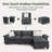 2-piece Upholstered Modular Sectional Sofa Sets, Oversized Couch Set With Loveseat And Armchair-1322819512