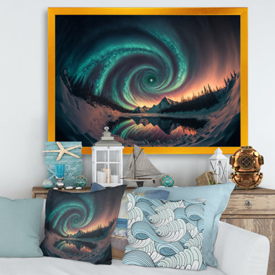 " Aurora Borealis Magical Northern Lights V " Mixed Media Print