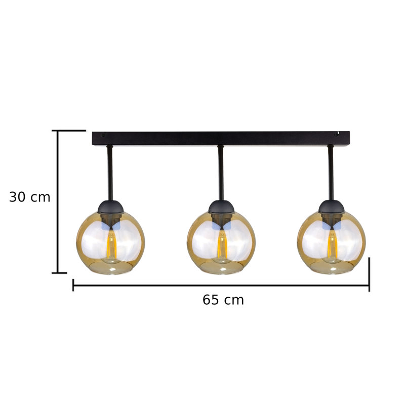 3 - Light Kitchen Island Pendant, Black