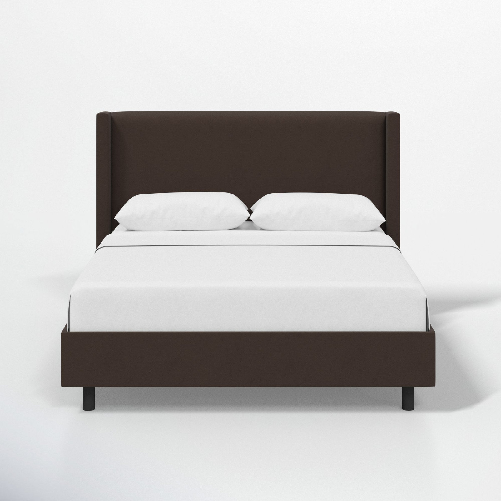 Hanson Cotton Upholstered Wingback Bed, King, Classic Chocolate Velvet