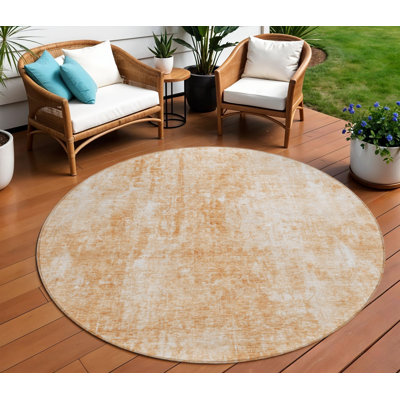 Tapis extérieur rond lavable en cuivre et ivoire 8 pi Terra Cotta