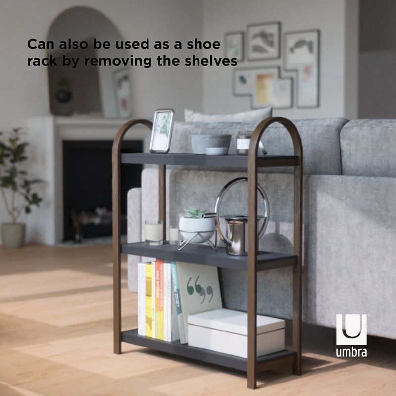 Bellwood Black/Walnut Wood Over-the-Toilet 3-Tier Bookshelf