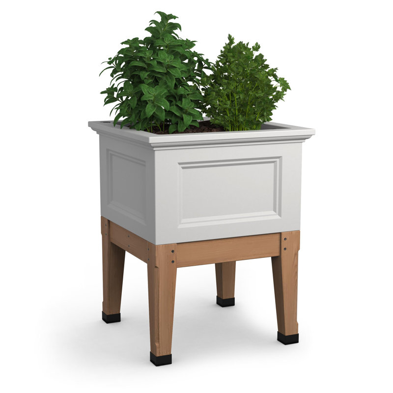 Fairfield 24x24 White Plastic and Wood Elevated Garden Bed