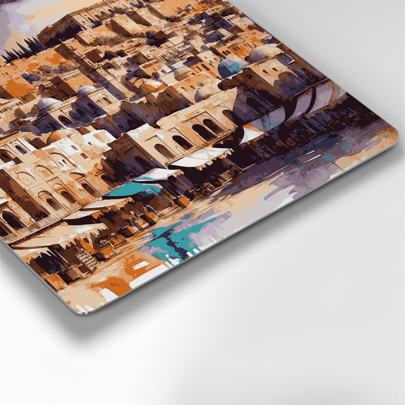 Art mural en métal Beige des cités, villes, Jordan, H 32 po x l 32 po