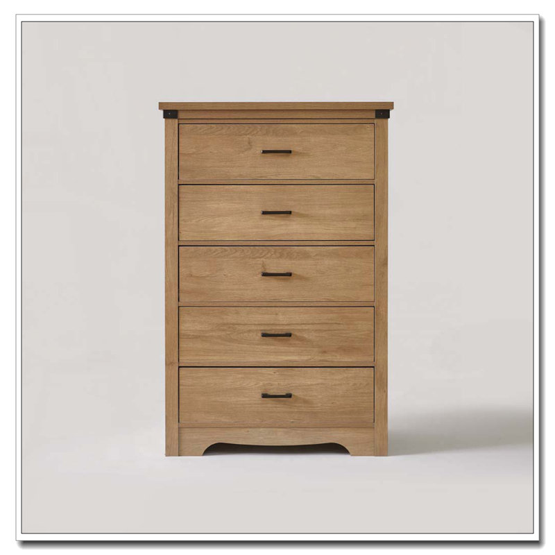 Commode 31,4 po de hauteur et commode, Chêne - 5 tiroirs