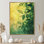Feuillage vert vert et jaune, collage de feuilles V - grandes feuilles, art mural