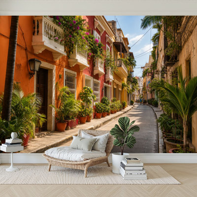 Wall Mural Peel and Stick Wallpaper old san juan puerto rico puerto rico pictures Self-Adhesive Removable Contact Paper Wall Decor for Living Room Bedroom 100"H x 144"W