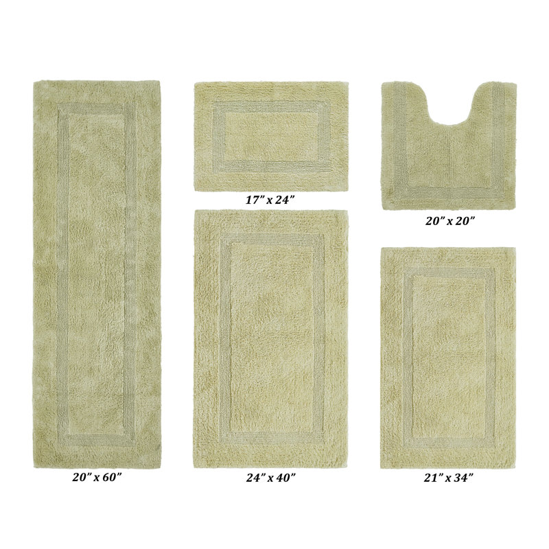 Lux Premium 2370 GSM 100% Cotton 5 Piece Bath Rug Sets, Machine Washable, Super Absorbent & Tufted Weave Reversible Bath Mat for Bathroom, Shower, and Tub, Oeko-Tex Certified Bathroom Rugs, Sage