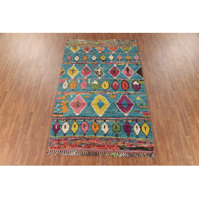 Turquoise Blue Moroccan Oriental Area Rug 6x10