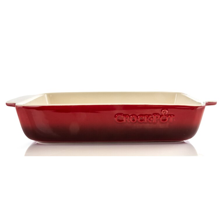  Crock Pot Denhoff Ribbed Rectangular Casserole Dish, 10-Inch,  Red : Everything Else