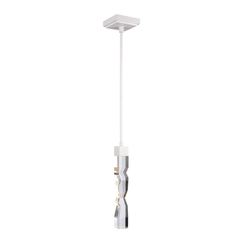 Luminaire suspendu simple à 1 lumière Mamadim, H 63,25 po x l 2 po x P 2 po, Blanc mat