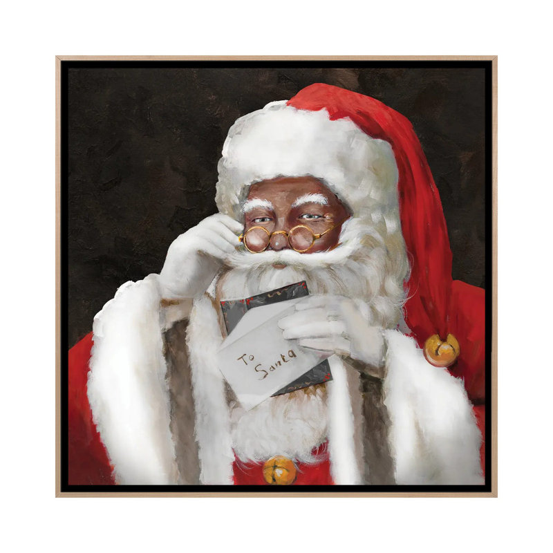 «A Note To Santa», reproduction d'art sur toile encadrée, H 26 po x l 26 po, Impression encadrée sans passe-partout, Beige