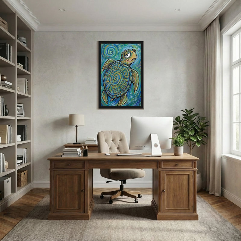 Animaux tortue avec coquille en spirale et fond tourbillonnant, H 18 po x l 12 po