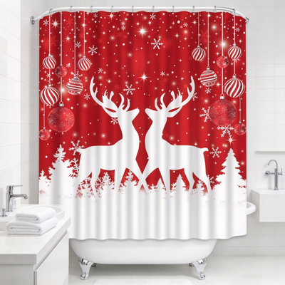 Rideau de douche 70,87 "x 70,87" avec motif renne et flocon de neige