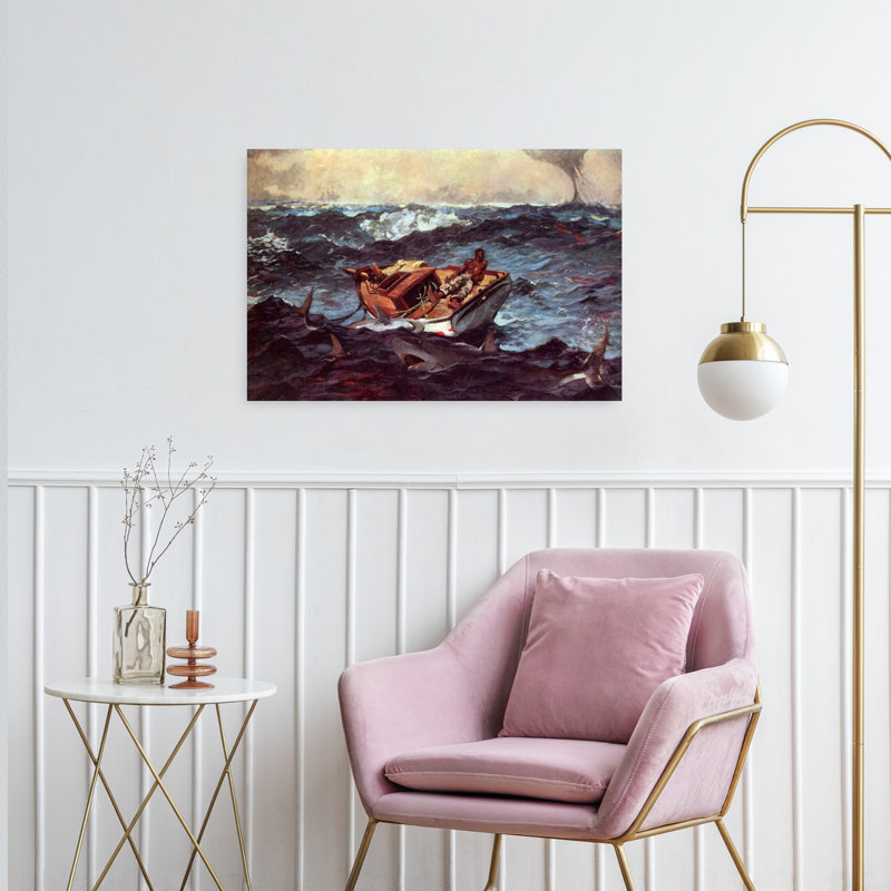 «Gulf Stream», abstrait, requin orchidée, océan côtier, impression d'art mural, H 24 po x l 36 po