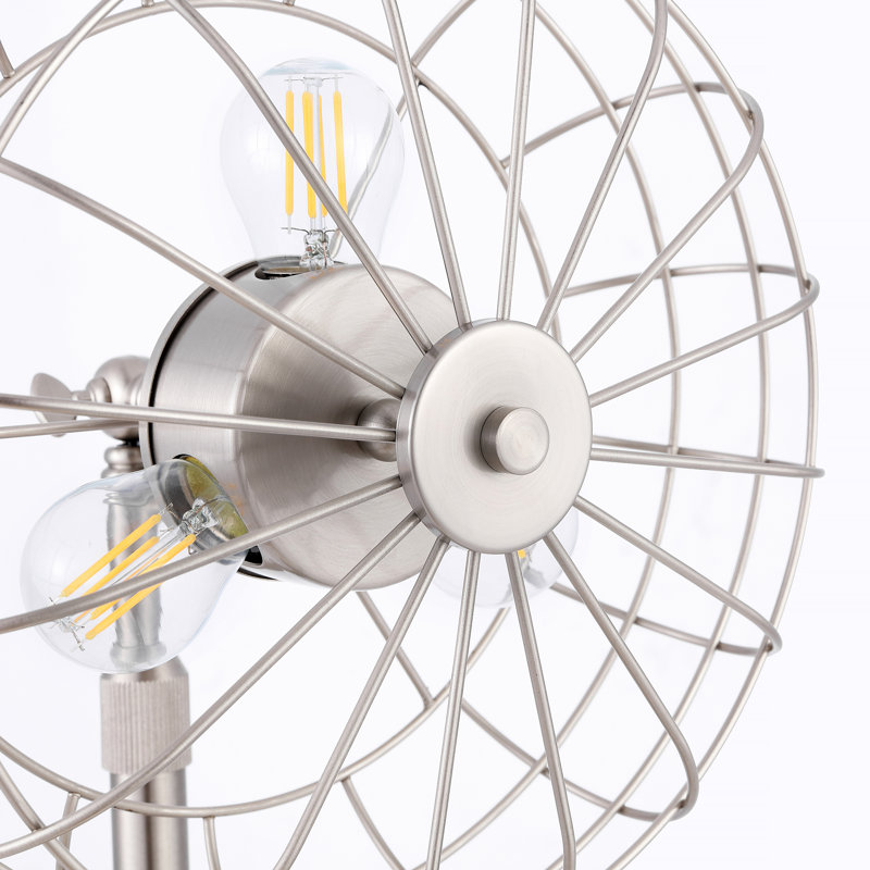 Angelike 3-Light Nickel Caged Table Lamp