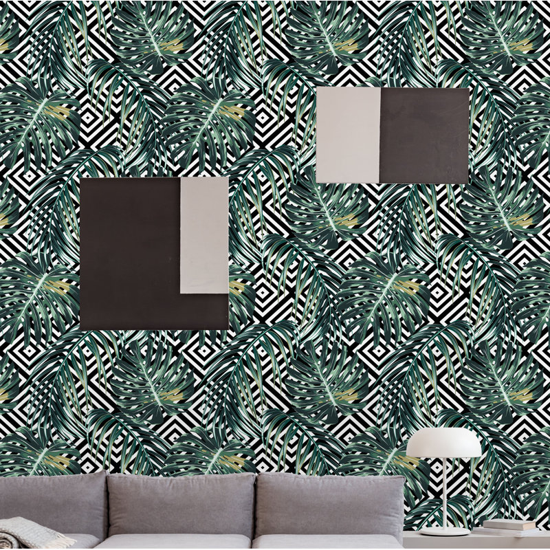 Rouleau de papier peint adhésif Barfield Palm, L 16,67 po x l 25 po