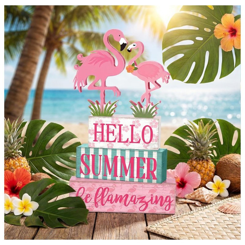 Flamingo Summer Tabletop Decor Set 4 Piece