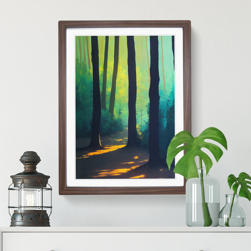 Inspiring Forest - Single Picture Frame Painting, 64cm H x 46cm W x 2cm D, Walnut