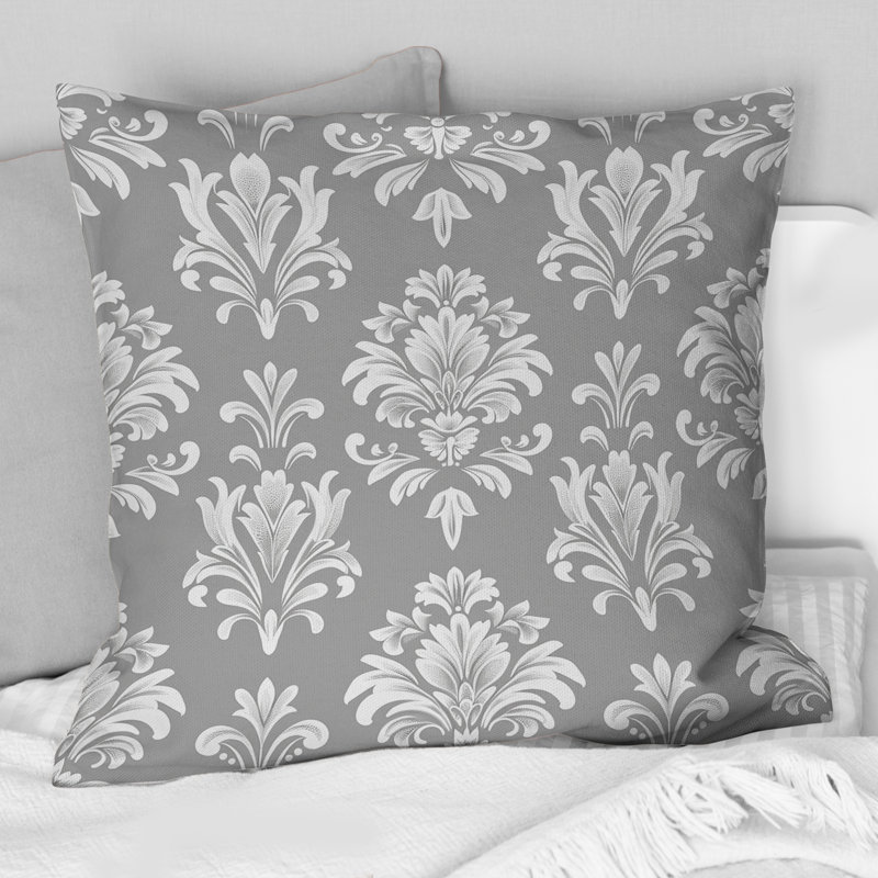 Coussin décoratif gris Damask Glamour Charm II - transitionnel, H 16 po x l 16 po