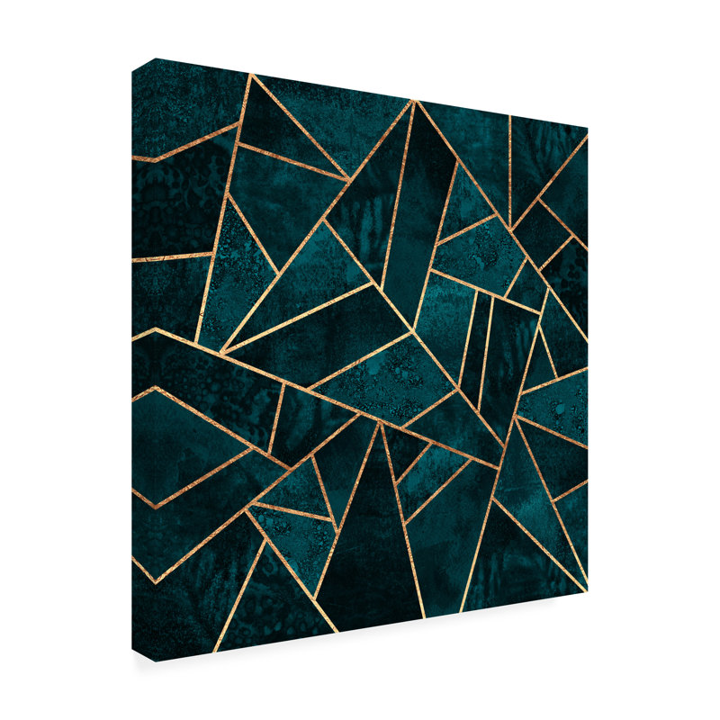 «Modern» et «Modern» sarcelle foncé sur toile par Elisabeth Fredriksson, H 14 po x l 14 po x P 2 po