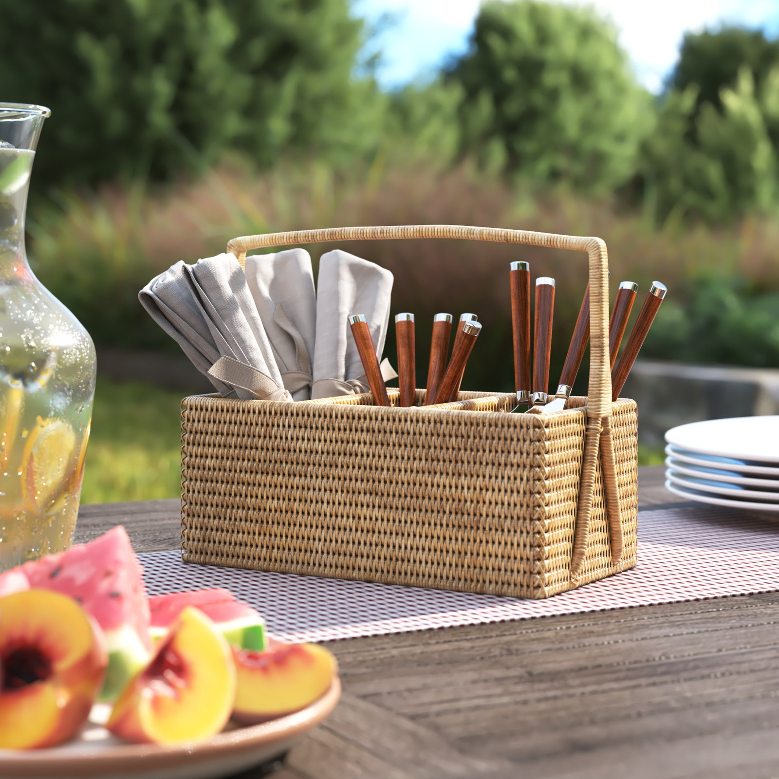 Camden Flatware Caddy, Honey Brown