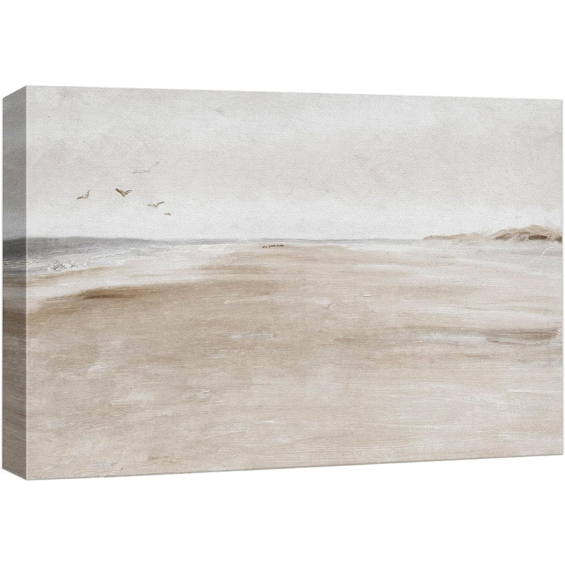 Minimal Landscape Sandy Beach Coastal Abstract Seascape Minimalist Neutral Decor Large Framed Canvas Print Wall Art