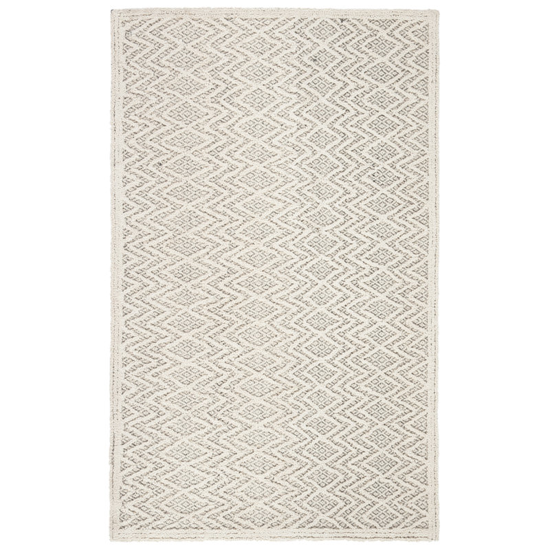 Tapis gris / noir en laine touffeté à la main Hamlin, Rectangle 8 pi x 10 pi