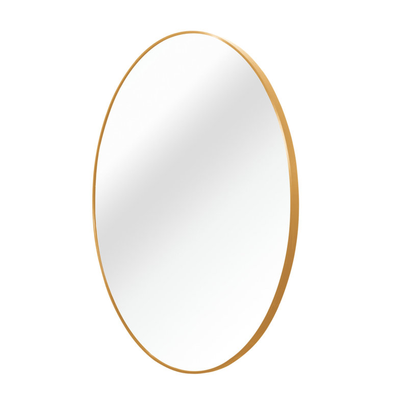 Miroir de salle de bain rond 24 po avec cadre en métal doré (W2203P182026), 24 po x 24 po, Doré, Rond