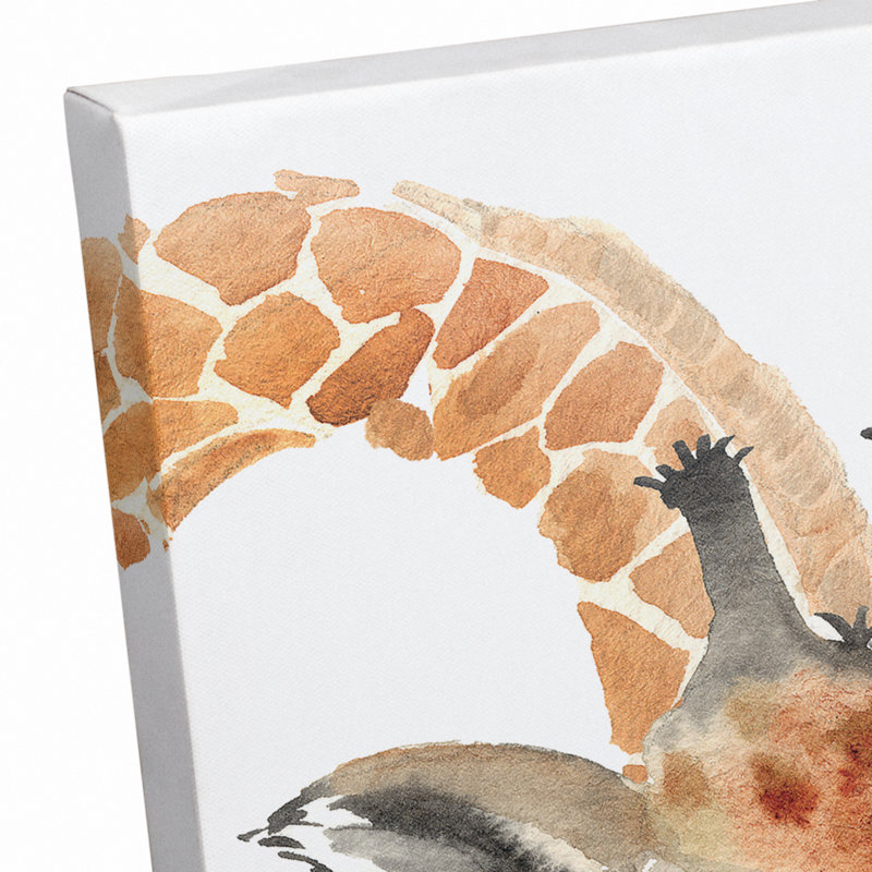 Girafe qui sent les fleurs sur toile, H 14 po x l 11 po