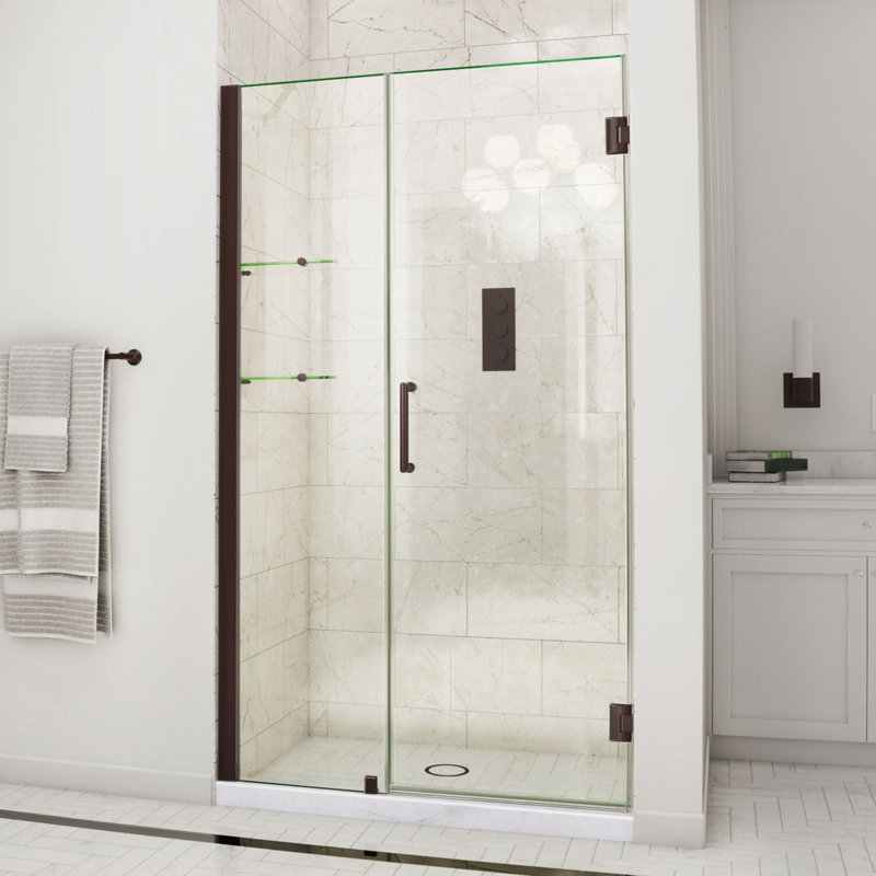 Porte de douche sans cadre Unidoor avec technologie Clearmax ™, Bronze frotté à l'huile