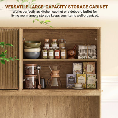 Garde-manger de 180 cm de haut avec tablette de rangement, meuble de rangement moderne à 8 portes et 2 tiroirs pour salle à manger, entrée ou salon.