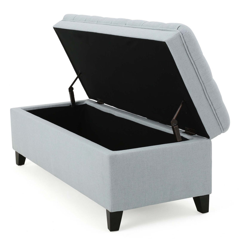 Banc de rangement moderne avec repose-pieds, Bleu clair