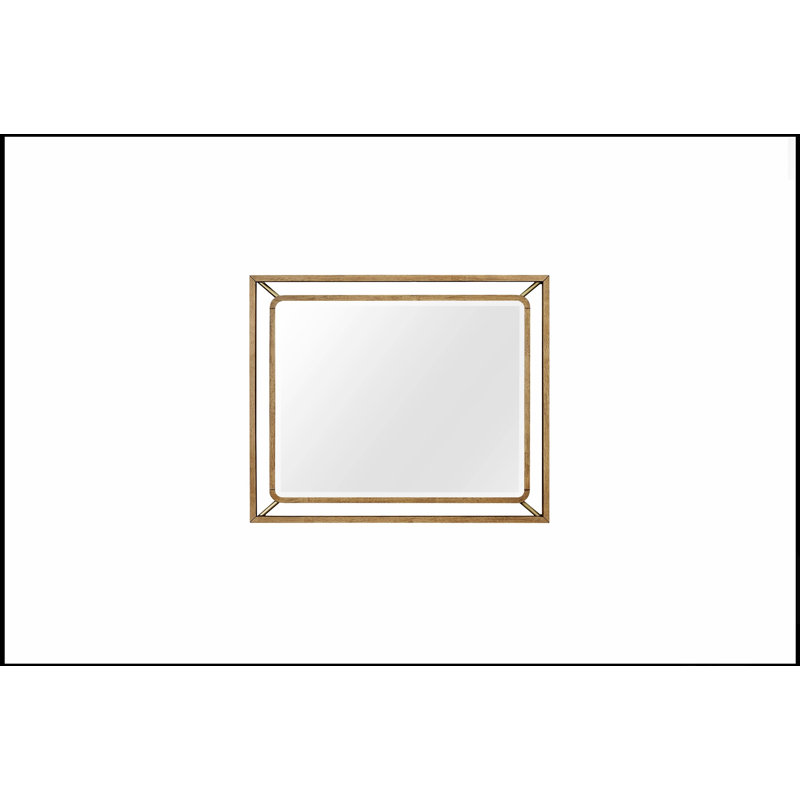 Miroir de commode contemporain au fini latté avec des accents métalliques élégants pour les chambres à coucher et les vestiaires modernes