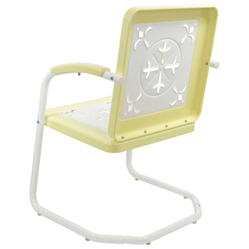 Fauteuil carré d'extérieur 35 po Tulip, Jaune / Blanc